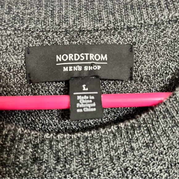 Nordstrom Men's Shop Sweater Men's Large Gray Lightweight Merino Wool - Picture 4 of 6